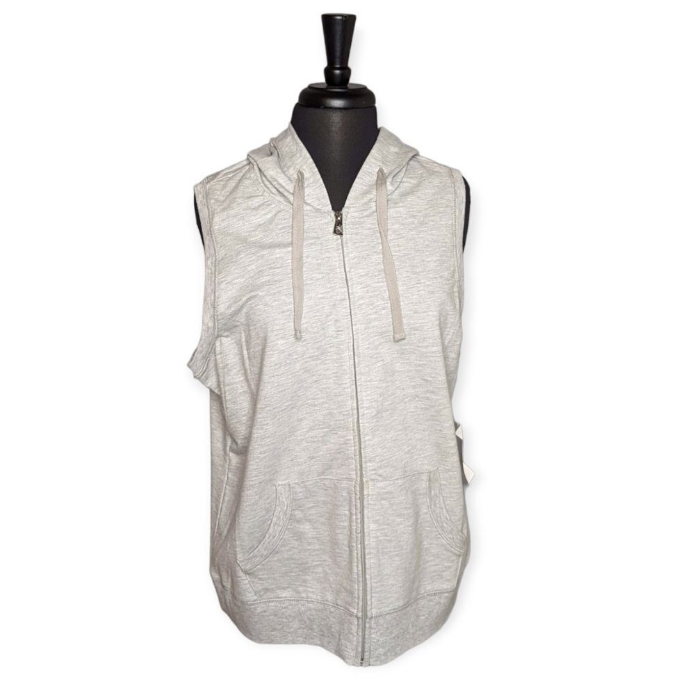 Fashion Bug Gray Sleeveless Zip Down Hooded Jacket Size 0X NWT